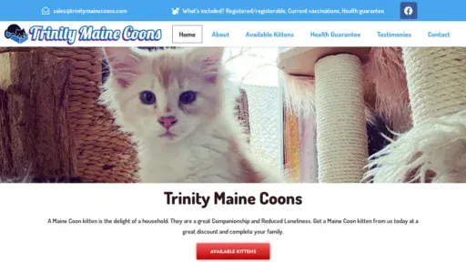 A screenshot of Trinitymainecoons.com