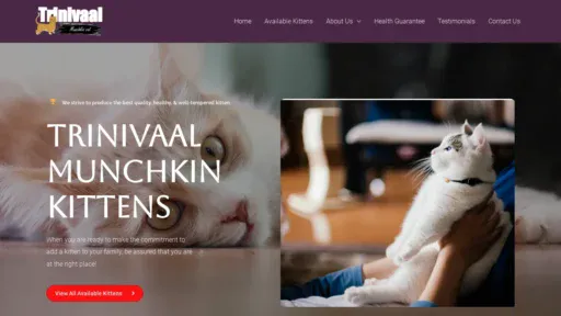 A screenshot of Trinivaalmunchkinkittens.com