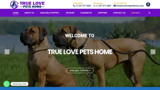 A screenshot of Truelovepetshome.com