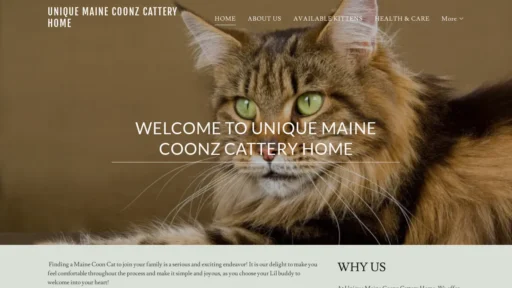 A screenshot of Uniquecoonzcattery.com
