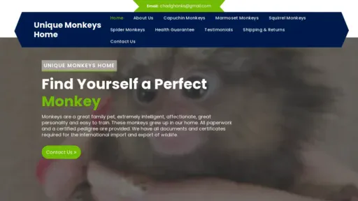 A screenshot of Uniquemonkeyshome.com