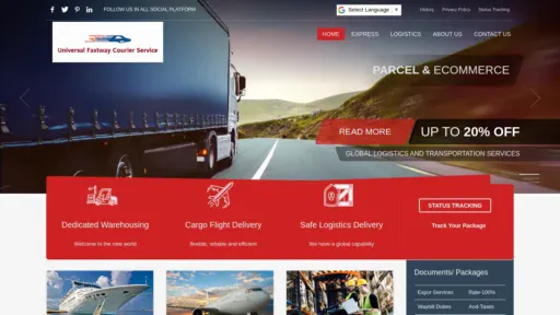 A screenshot of Universalfastways.com