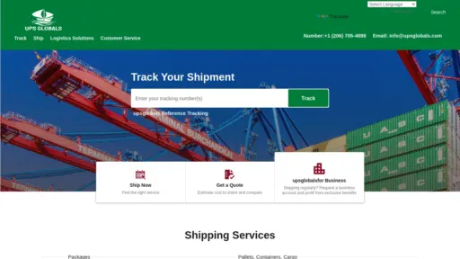 A screenshot of Upsglobals.com