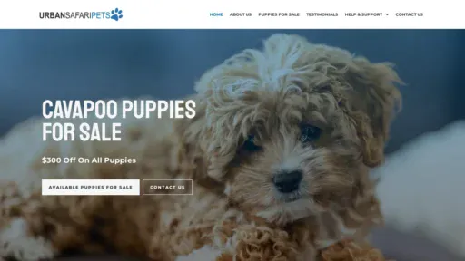 A screenshot of Urbansafaripets.com