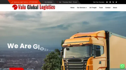 A screenshot of Valugloballogistics.com