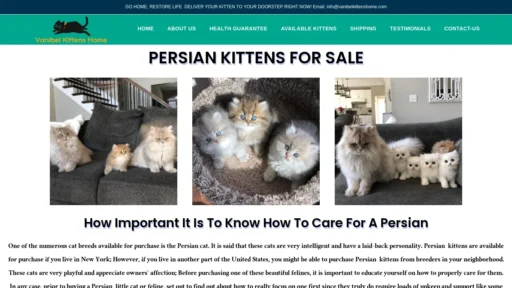 A screenshot of Vanibelkittenshome.com