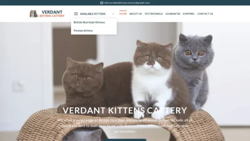 A screenshot of Verdantkittenscattery.com
