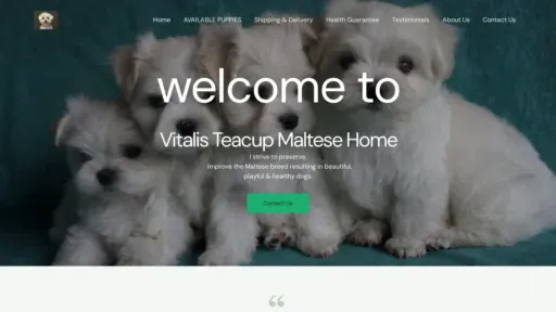 A screenshot of Vitalisteacupmaltesehome.com