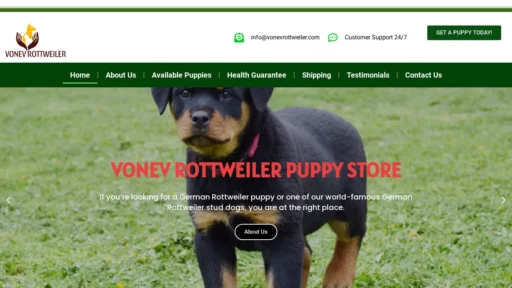 A screenshot of Vonevrottweiler.com