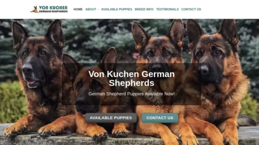 A screenshot of Vonkuchengermanshepherds.com
