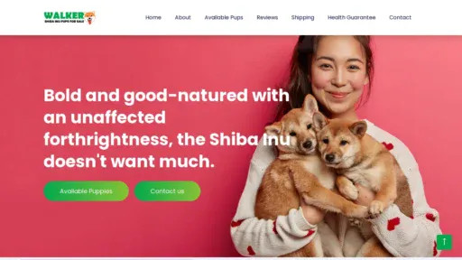 A screenshot of Walkershibainupupsforsale.com