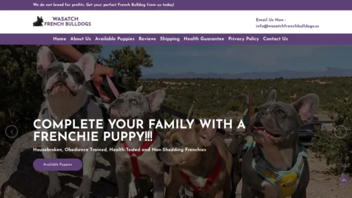 A screenshot of Wasatchfrenchbulldogs.us