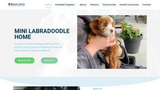 A screenshot of Waynejennyminilabradoodlehome.com