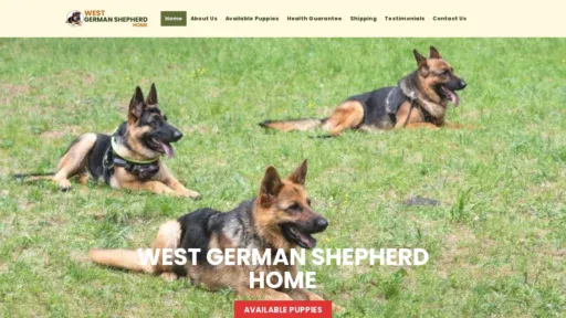 A screenshot of Westgermanshepherdhome.com