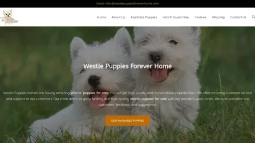 A screenshot of Westiepuppiesforeverhome.com