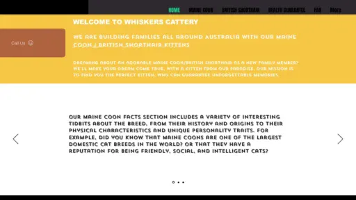 A screenshot of Whiskerscattery.org