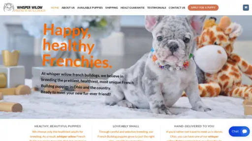 A screenshot of Whisperwilow-frenchbulldogs.com