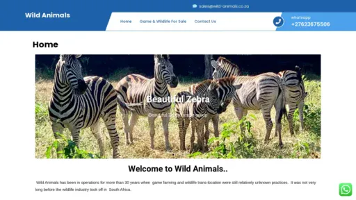 A screenshot of Wild-animals.co.za