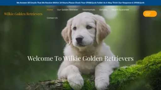 A screenshot of Wilkiegoldenretrievers.com
