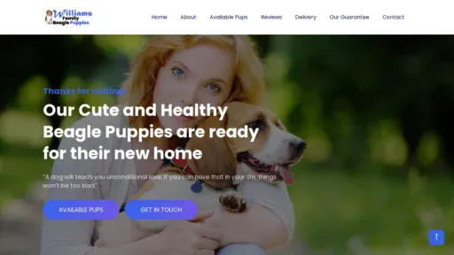 A screenshot of Williamsfamilybeaglepuppies.com