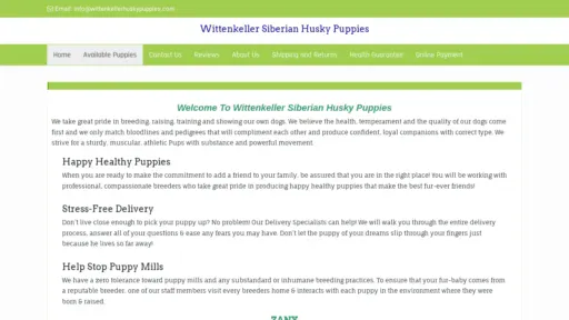 A screenshot of Wittenkellerhuskypuppies.com