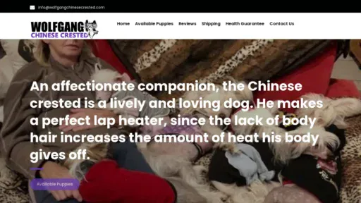 A screenshot of Wolfgangchinesecrested.com