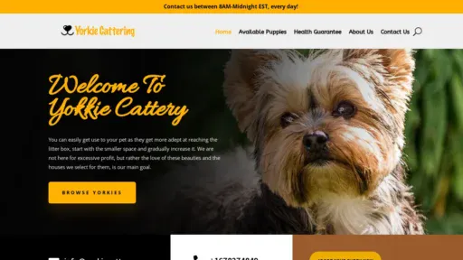 A screenshot of Yorkiecattery.com