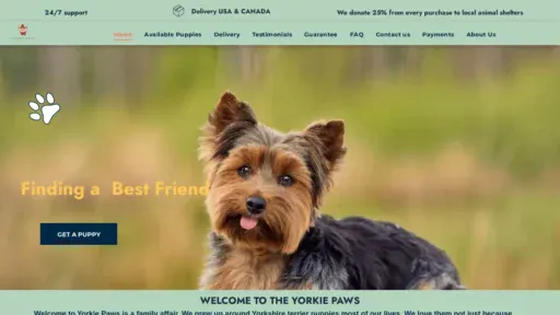 A screenshot of Yorkiepaws.com