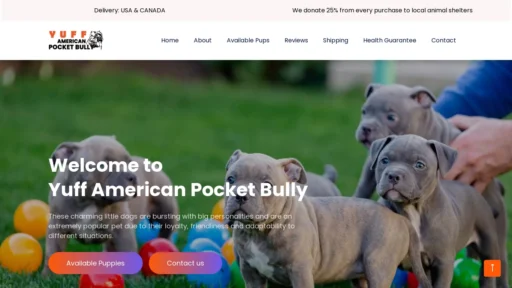 A screenshot of Yuffamericanpocketbully.com