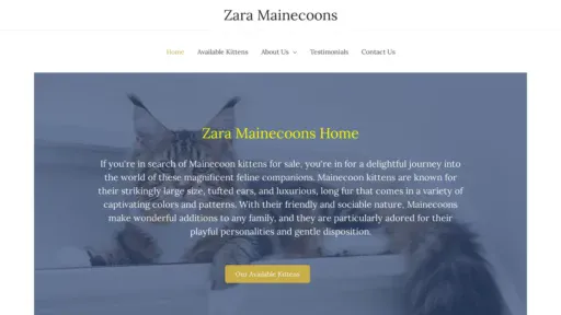 A screenshot of Zaramainecoons.com