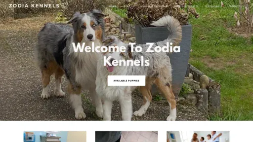 A screenshot of Zodiakennels.com