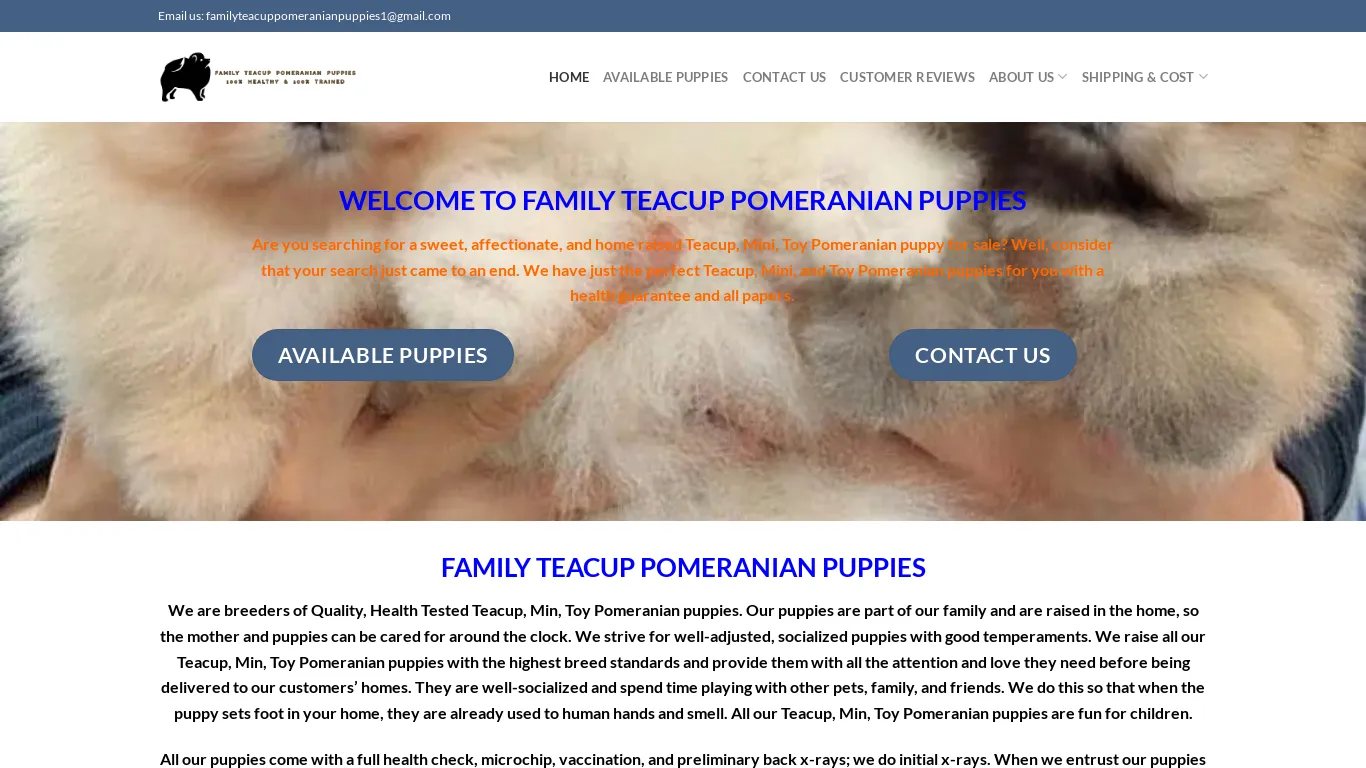 is HOME - Family Teacup Pomeranian Puppies.shop legit? screenshot