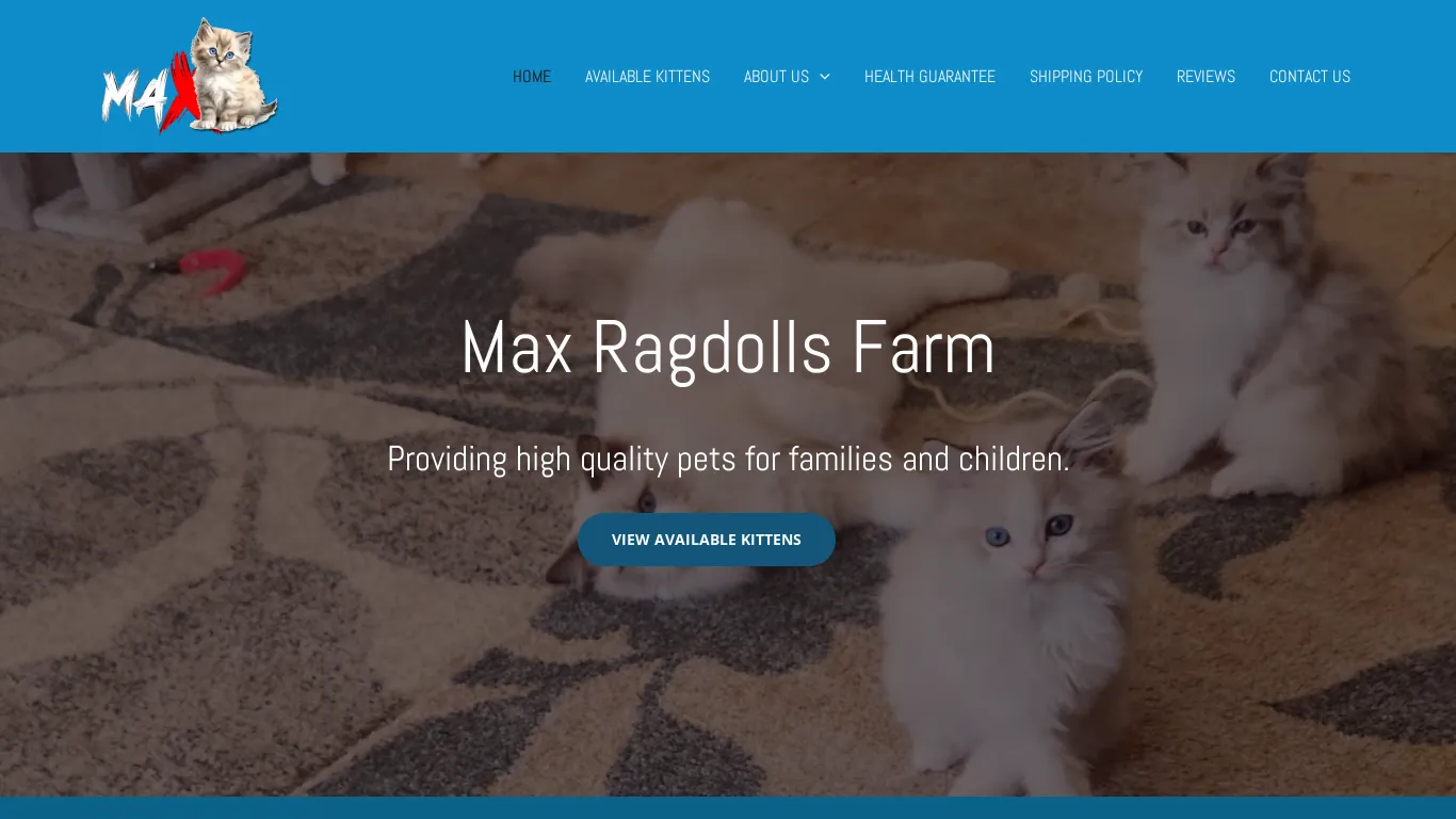 is Max Ragdolls Farm – Ragdoll Kittens for sale! These lovable, energetic Ragdolls puppies grow into intelligent and courageous working-class Kittens. legit? screenshot