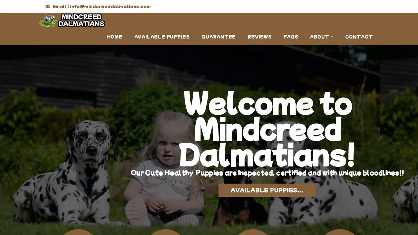 is Welcome | Healthy Dalmatian Puppies for sale | mindcreeddalmatians.com legit? screenshot