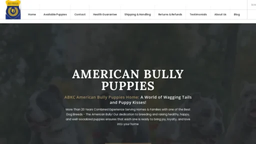 A screenshot of Abkcamericanbullypuppies.com