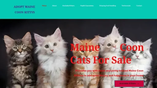 A screenshot of Adoptmainecoonkittys.com