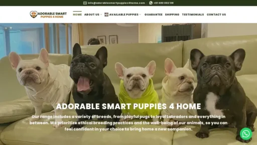 A screenshot of Adorablesmartpuppies4home.com
