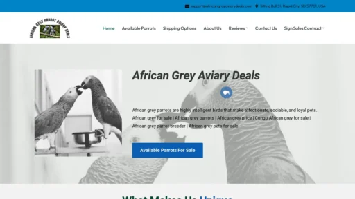 A screenshot of Africangrayaviarydeals.com