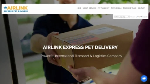 A screenshot of Airlinkexpresspetdelivery.com