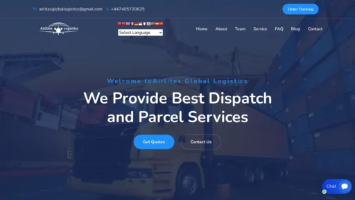 A screenshot of Airlitesgloballogistics.com