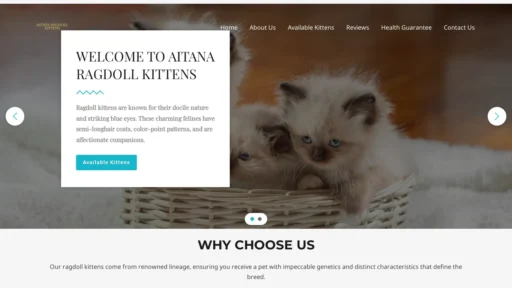 A screenshot of Aitanaragdolkittens.com