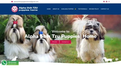 A screenshot of Alphashihtzupuppieshome.com