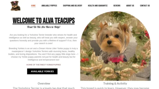 A screenshot of Alvateacupyorkiepuppies.com