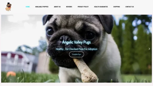 A screenshot of Angelicvalleypugs.com