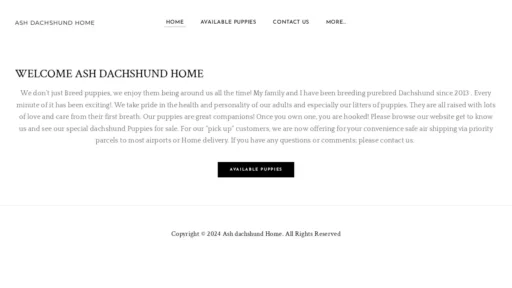 A screenshot of Ashdachshundhome.com