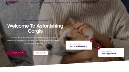 A screenshot of Astonishingcorgis.com