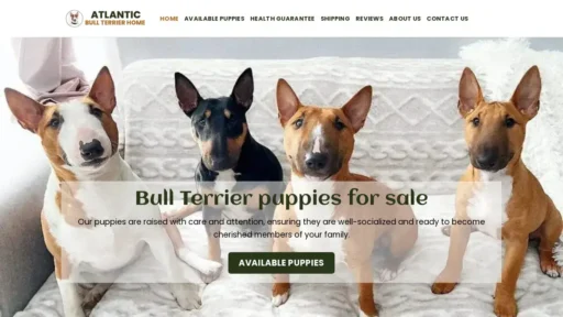 A screenshot of Atlanticbullterrierhome.com