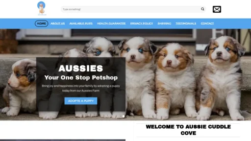 A screenshot of Aussiecuddlecove.com