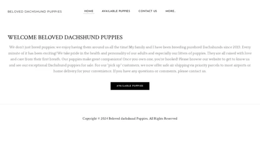 A screenshot of Beloveddachshundpuppies.com
