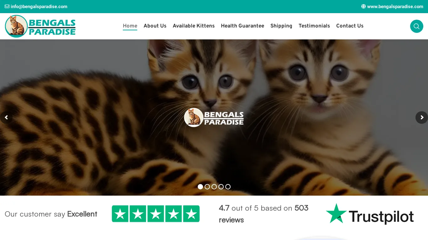 A screenshot of Bengalsparadise.com